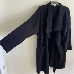 M BY MAGASCHONI Open Front Long Layered Oversized Lagenlook Cardigan Black L